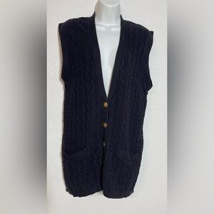 Essentials Black and Gold Vest Cable Knit